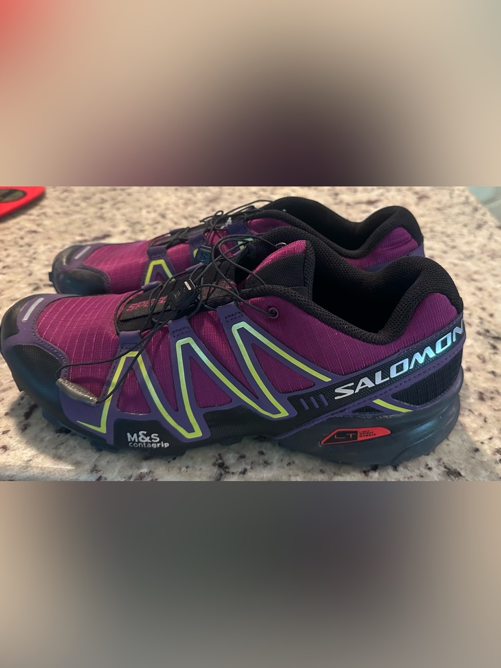Salomon Women's Purple and Lime Trail Running Shoes